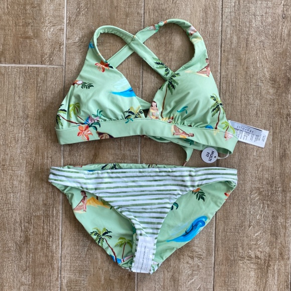 Seafolly Isla Palm Multi Fit Triangle Bikini Top and Reversible Hipster Bottom - Picture 2 of 8